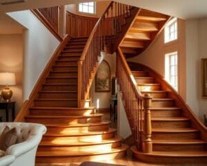 Een houten trap die elegantie toevoegt aan het interieur