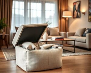 Wat maakt een opbergpoef handig in de woonkamer?